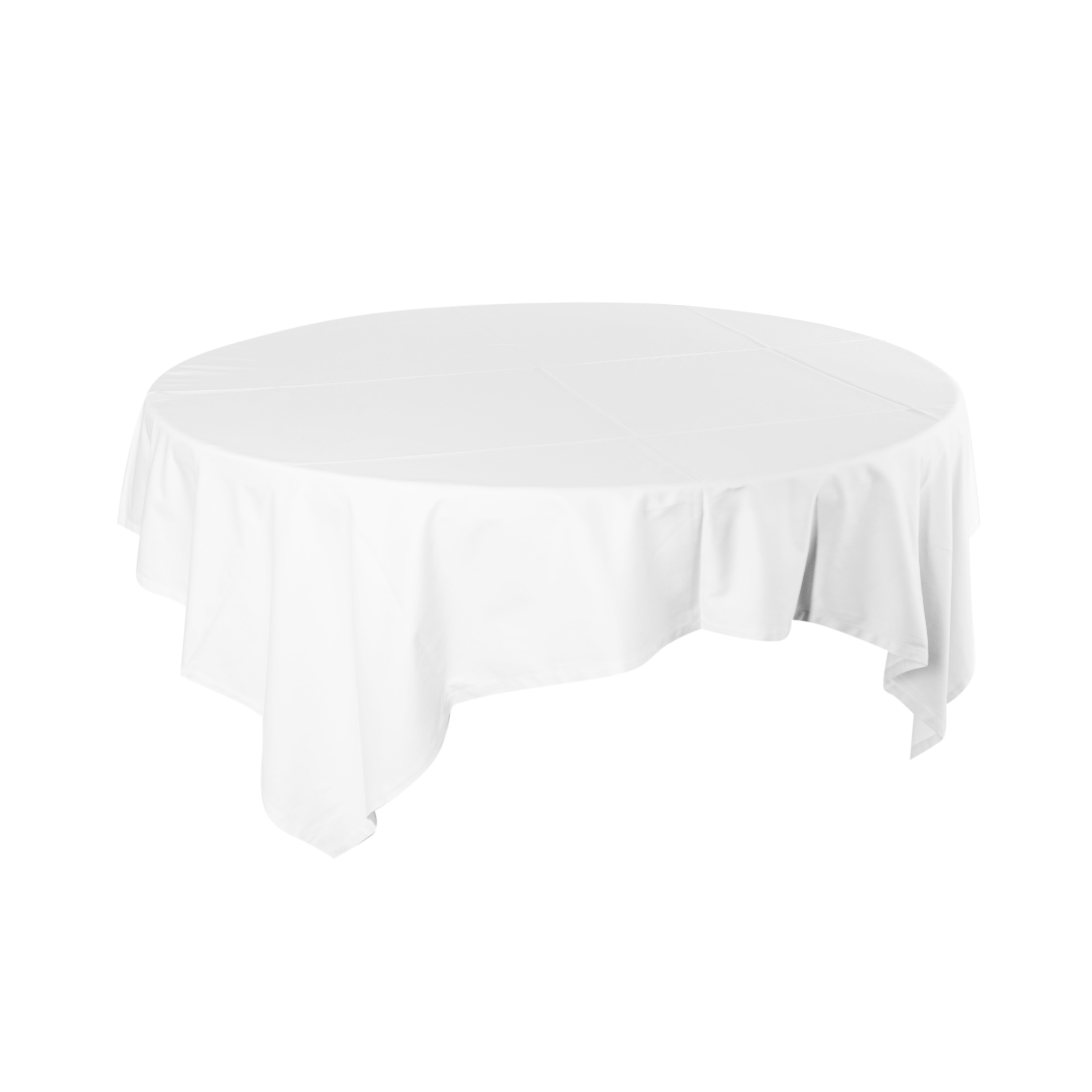 Photo de Nappe blanche carrée 240 en tissu pour table ronde d.180cm (nettoyage inclus)