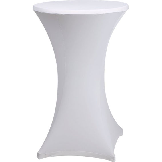 Photo de Housse blanche pour table haute diamètre 60 cm