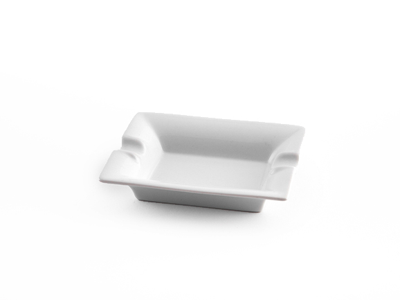 Photo de Cendrier de table rectangulaire en porcelaine blanche 7,5 x 5,5 cm